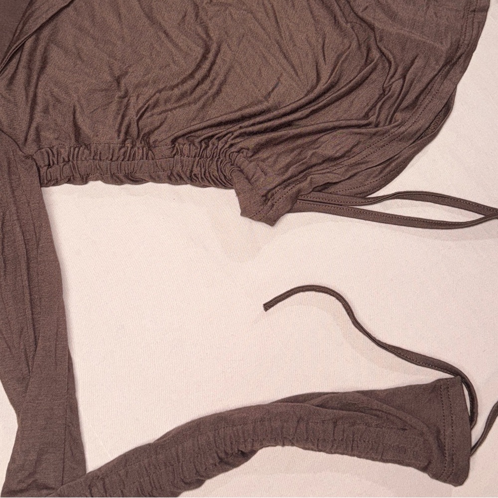MICAS Square Neck Drawstring Ruched Long Sleeve Top - Picture 3 of 3